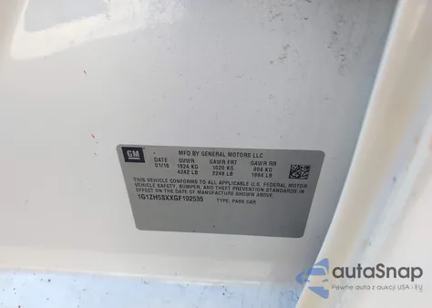 2016 Chevrolet Malibu Premier z USA, uszkodzony, nr VIN 1G1ZH5SXXGF192535